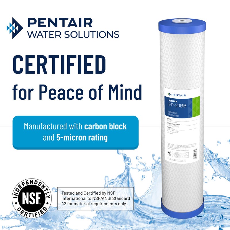 Pentek Pentair Pentek EP-20BB Big Blue Carbon Water Filter, 20-Inch, Whole House Carbon Block Replacement Cartridge with Bonded Powdered Activated Carbon (PAC) Filter, 20" x 4.5", 5 - Image 2